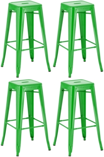 CLP 4er Set Barhocker Joshua aus Metall mit Fußstütze,grün