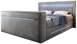 Luxusbetten24 Boxspringbett Pluto, mit TV Lift, RGB-Beleuchtung und Stauraum