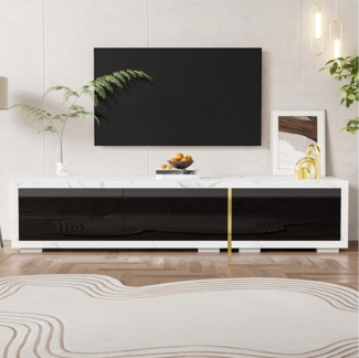 Ulife TV-Schrank Lowboard Fernsehtisch,TV-Board,TV-Ständer, 3 Türen, Marmoroptik mit flexibler Länge von 140-260 cm