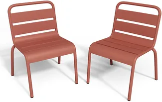 Vente-unique - POPAYAN Gartenessgruppe Metall Rot - B 39 cm x H 55,5 cm x L 43 cm