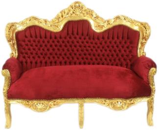 Casa Padrino Barock 2er Sofa Master Bordeaux / Gold - Möbel