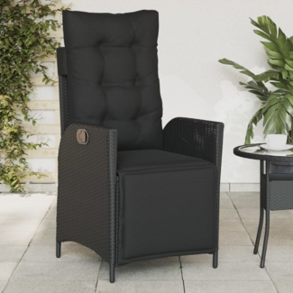 vidaXL Gartensessel mit Fußteil Verstellbar Schwarz Poly Rattan 365281