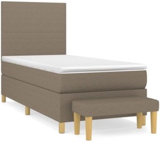 vidaXL Boxspringbett mit Matratze Stoff Taupe 80x200 cm, Härtegrad: H2 [3136953]