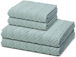 Ross Sensual Skin Zopf 4 tlg. Frottier-Set - 2 X Handtuch (50 X 100cm), 2 X Duschtuch (75 X 140cm) - 500 g/m2 - Jade