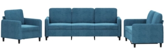 vidaXL 3-tlg. Sofagarnitur Blau Samt 3201943