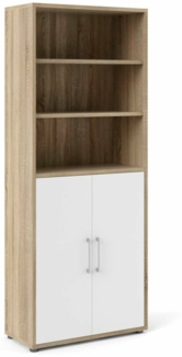 Dmora Kommode Valsesia, Wohnzimmerbuffet, Wohnzimmer-Sideboard, Moderne Küchen-Speisekammer, 89x40 h222 cm, Eiche und Weiß