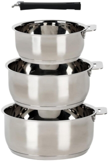 Ribelli Topf-Set Kochtopf 3tlg Set Ø16/18/20 cm, Edelstahl, (3-tlg), mit Abnehmbarem Griff, für Küche