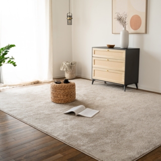 HOME DELUXE Kurzflor Teppich FOFI - 200 x 140 cm Creme
