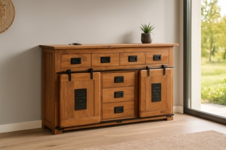 Sideboard Kommode Akazienholz massiv nussbaumfarben 150 x 45 x 90 cm LIBRO 134888575