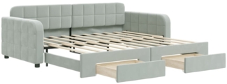 vidaXL Tagesbett Ausziehbar mit Schubladen Hellgrau 90x190 cm Samt 3196990