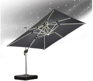 PURPLE LEAF Ampelschirm Quadratischer Außenbereich Sonnenschirm, Gartenschirm mit Solar LED, LxB: 365,00x365,00 cm, für Garten,Terrasse, Pool