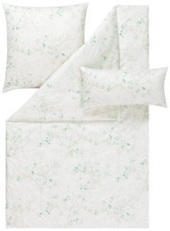 Estella Mako-Satin Bettwäsche 135x200 Svenja verde creme Zweige Blätter 7965-565