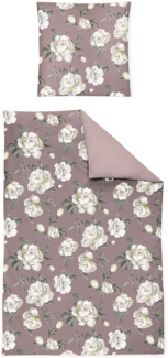 Irisette Sky Mako-Satin Bettwäsche 155x220 Rosen Wende altrosa weiß 8385-60