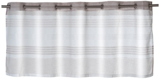 Home4You Scheibengardine, 140x50 cm, Taupe, Weiß, Polyester, (1 St), Ösen, halbtransparent, Polyester, Halbtransparent, Querstreifen