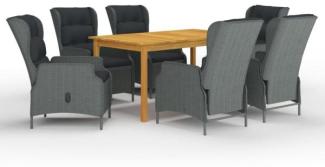 vidaXL 7-tlg. Garten-Essgruppe Hellgrau 3067842