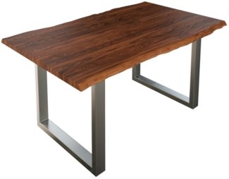 Esstisch Baumkante massiv Akazie braun 160x85 silber Lauren 526267