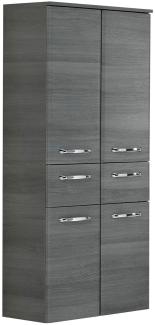 Midischrank >Abelica II< in Graphit Struktur aus Glas - 60x141x33cm (BxHxT)