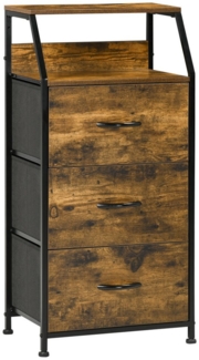 HOMCOM Kommode Aufbewahrungsachrank mit 3 Schubladen (Lagerschrank aus Stoff mit Ausstellungsregalen, 1 St, mit Regal, Griff), für Wohnzimmer, Schlafzimmer, Rustikal-Braun