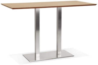 Kadima Design Hochtisch mit gebürstetem Stahlgestell, naturholzfarbener Platte, 180x90x100 cm, modern