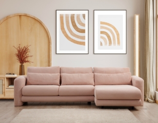 Ecksofa, 'Lily', 73 x 165 x 290, Rosa