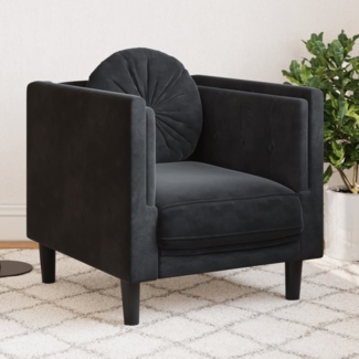 vidaXL Sessel mit Kissen Schwarz Samt 372627