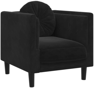 vidaXL Sessel mit Kissen Schwarz Samt 372627
