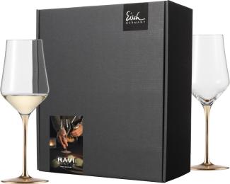 Set 2 Weißweingläser H. 237mm/380ml 518/3 -im Geschenkkarton- RAVI GOLD Eisch Glas