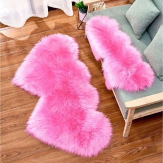 Sunicol Hochflor-Teppich Flauschig Weich Doppelherz Schaffell Teppichm, Longhair Fell Optik, 7 Farben, Waschbar, für Wohnzimmer Schlafzimmer