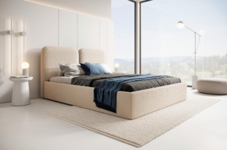 Compleo Polsterbett BUBBLE III, ohne Matratze, Doppelbett mit Kopfstütze boucle
