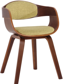 DELUKE® Besucherstuhl LONDON Stoff - 73x49x46cm, Walnuss/Hellgrün Stoff Holz Gestell Konferenzstuhl Wartezimmerstuhl