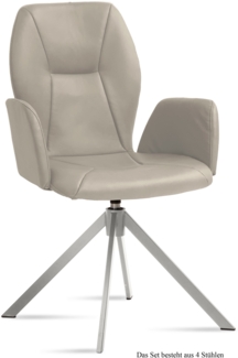 Armlehnstuhl drehbar (4er-Set) Dedenia 58 x 92 x 60 Edelstahl/Natur