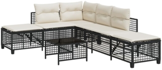 vidaXL 3-tlg. Garten-Ecksofa-Set mit Kissen Schwarz Poly Rattan 365443