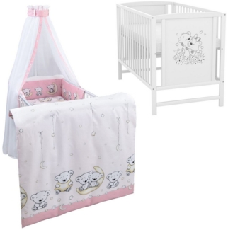 Baby-Delux Komplettbett Babybett Mia Komplettset, 10-tlg, Kinderbett 60x120 cm weiß, Bettset verschiedene Designs