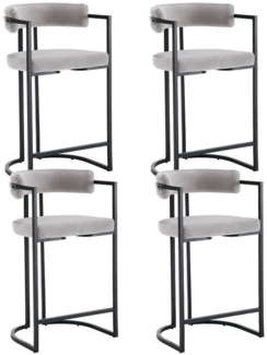 WAHSON OFFICE CHAIRS Barhocker 2er Set, Samt Küchenhocker Barstühle mit schwarzen Metallbeinen (4 St)