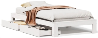 vidaXL Massivholzbett ohne Matratze Weiß 90x190 cm Kiefernholz 3309021