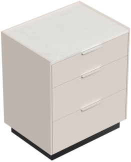 Nachttisch Kommode Tamilis 60cm, Quarz, 3 Softeinzüge lackiert Creme Grafit : Creme / Grafit