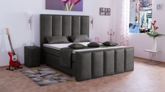 Meisterbetten Boxspringbett Vicy 180x200 in MS-Grey, Matratzenbezug Nano, Ergoflex-Topper