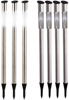 7er Set LED Solar Steckleuchte, Edelstahl, Erdspieß, H 70 cm