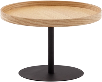 Couchtisch 61 x 61 x 40 cm Sofatisch Holz / Metall Wohnzimmertisch Eiche, Design Stubentisch Modern Rund, Holztisch Kaffeetisch, Tisch Wohnzimmer