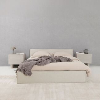 IDIMEX Polsterbett PESARO, Doppelbett 160x200 cm mit Lattenrost Leinen Optik Cremeweiß