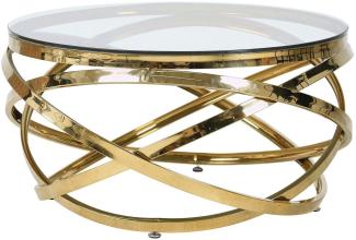 Couchtisch Gold/Klar mit Metallgestell 80 x 80 x 42 cm