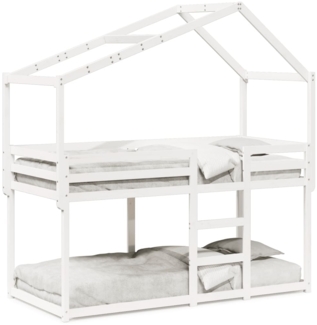 vidaXL Etagenbett mit Dach Weiß 80x200 cm Massivholz Kiefer 3282042