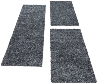 SIMPEX24 Hochflor-Bettumrandung Unicolor - Einfarbig, Höhe 30 mm, (Bett-Set, 3-tlg, Bettvorlage), Schlafzimmer Teppich Bettumrandung Läufer Set 3 teilig