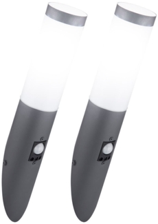 2er Set Wandleuchte, Edelstahl, anthrazit, Sensor, H 41 cm