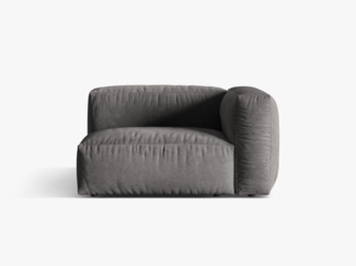 Micadoni Eckmodul Martina 1-Sitzer Samt Grau Rechts