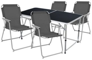 5-teiliges Campingmöbel Set Black Alu 120x60x58/70cm anthrazit