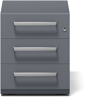 Rollcontainer Note™ mit Griff, 3 Universalschubladen, Farbe anthrazitgrau