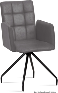 Armlehnstuhl (8er-Set) Devina 52 x 91 x 60 Schwarz/Grau