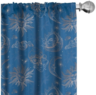 Abakuhaus Gardine Vorhang für Wohnzimmer Schlafzimmer Dekor, Microfaser, magic Moon Monochrome Celestial Sun