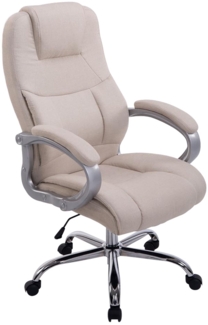 DELUKE® Bürostuhl SYDNEY Stoff - 113 x 66 x 70, Creme Stoff Metall in Chromoptik Gestell ergonomische Bürostühle Homeoffice Stuhl mit Rollen